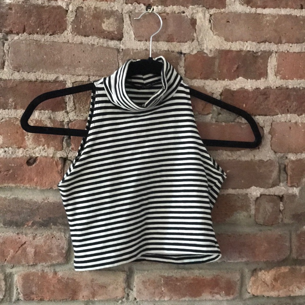 American Apparel striped mock neck crop top